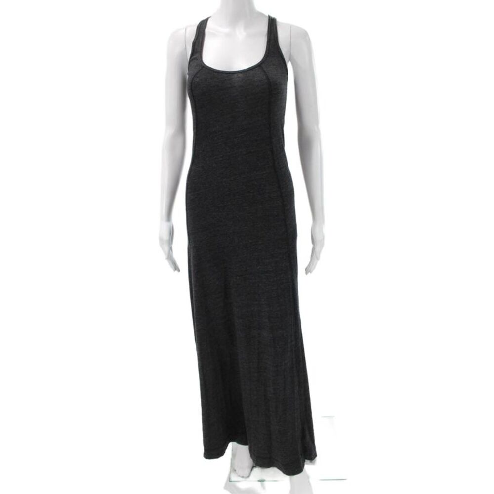 Daftbird Women Maxi Tank Dress Dark Gray Sleeveless Round Neck Solid Size 0P